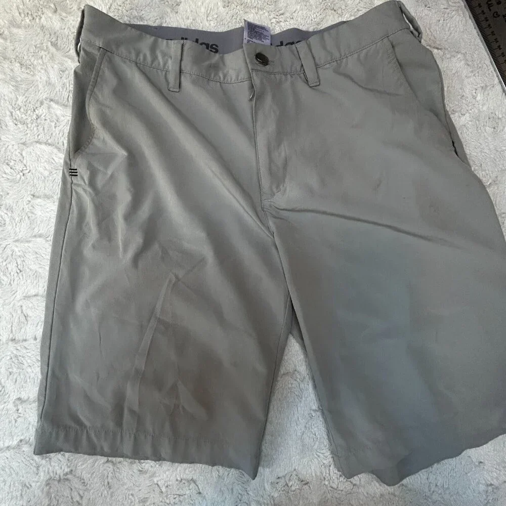 Adidas Golf Men's Casual Flat Front Shorts Size 32 Beige Stretch Pockets Outdoor